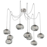 Nova Gem Swag Multi Light Pendant - Beige Silver / Smoke Zircon
