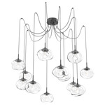Nova Gem Swag Multi Light Pendant - Matte Black / Clear Geo