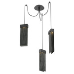 Parallel Swag Multi Light Pendant - Matte Black / Smoke Granite