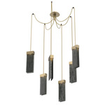 Parallel Swag Multi Light Pendant - Gilded Brass / Smoke Granite