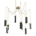 Parallel Swag Multi Light Pendant - Gilded Brass / Smoke Granite