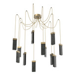 Parallel Swag Multi Light Pendant - Gilded Brass / Smoke Granite