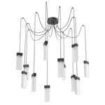 Parallel Swag Multi Light Pendant - Matte Black / Clear Rimelight