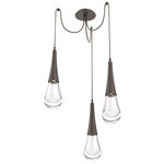 Raindrop Swag Multi Light Pendant - Flat Bronze / Clear Cast