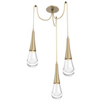 Raindrop Swag Multi Light Pendant - Gilded Brass / Clear Cast
