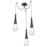 Raindrop Swag Multi Light Pendant - Matte Black / Clear Cast