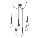 Raindrop Swag Multi Light Pendant - Flat Bronze / Clear Cast