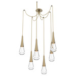 Raindrop Swag Multi Light Pendant - Gilded Brass / Clear Cast