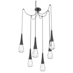 Raindrop Swag Multi Light Pendant - Matte Black / Clear Cast
