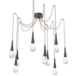 Raindrop Swag Multi Light Pendant - Flat Bronze / Clear Cast