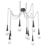 Raindrop Swag Multi Light Pendant - Matte Black / Clear Cast