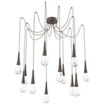 Raindrop Swag Multi Light Pendant - Flat Bronze / Clear Cast