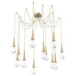 Raindrop Swag Multi Light Pendant - Gilded Brass / Clear Cast
