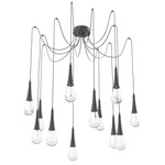 Raindrop Swag Multi Light Pendant - Matte Black / Clear Cast