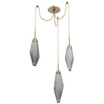 Rock Crystal Swag Multi Light Pendant - Gilded Brass / Chilled Smoke