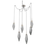 Rock Crystal Swag Multi Light Pendant - Beige Silver / Chilled Smoke