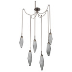 Rock Crystal Swag Multi Light Pendant - Flat Bronze / Chilled Smoke