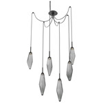 Rock Crystal Swag Multi Light Pendant - Matte Black / Chilled Smoke