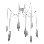 Rock Crystal Swag Multi Light Pendant - Beige Silver / Chilled Smoke