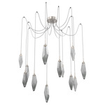 Rock Crystal Swag Multi Light Pendant - Beige Silver / Chilled Smoke