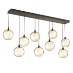 Terra Linear Multi Light Pendant - Flat Bronze / Optic Amber