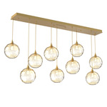 Terra Linear Multi Light Pendant - Gilded Brass / Optic Amber