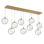 Terra Linear Multi Light Pendant - Gilded Brass / Optic Clear