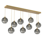 Terra Linear Multi Light Pendant - Gilded Brass / Optic Smoke