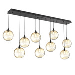Terra Linear Multi Light Pendant - Matte Black / Optic Amber