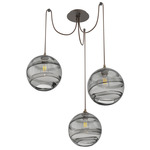 Terra Swag Multi Light Pendant - Flat Bronze / Optic Smoke