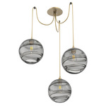 Terra Swag Multi Light Pendant - Gilded Brass / Optic Smoke