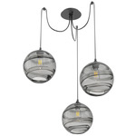 Terra Swag Multi Light Pendant - Matte Black / Optic Smoke