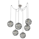 Terra Swag Multi Light Pendant - Beige Silver / Optic Smoke