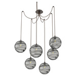 Terra Swag Multi Light Pendant - Flat Bronze / Optic Smoke