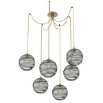 Terra Swag Multi Light Pendant - Gilded Brass / Optic Smoke