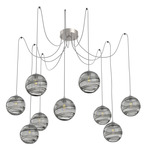 Terra Swag Multi Light Pendant - Beige Silver / Optic Smoke