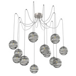 Terra Swag Multi Light Pendant - Beige Silver / Optic Smoke