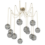 Terra Swag Multi Light Pendant - Gilded Brass / Optic Smoke