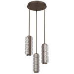 Tessera Round Multi Light Pendant - Flat Bronze / Tessera Pave