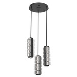 Tessera Round Multi Light Pendant - Matte Black / Tessera Pave