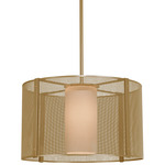 Uptown Mesh Drum Pendant - Gilded Brass / Frosted