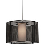 Uptown Mesh Drum Pendant - Matte Black / Frosted