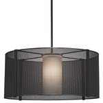 Uptown Mesh Drum Pendant - Matte Black / Frosted