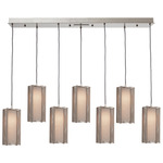 Uptown Mesh LED Glass Linear Multi Light Pendant - Beige Silver / Frosted