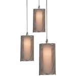 Uptown Mesh LED Glass Round Multi Light Pendant - Beige Silver / Frosted