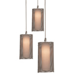 Uptown Mesh Square Multi Light Pendant - Beige Silver / Frosted