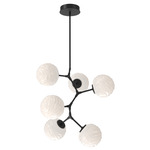 Gaia Modern Vine Chandelier - Matte Black / Opal White