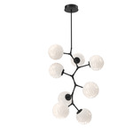 Gaia Modern Vine Chandelier - Matte Black / Opal White