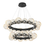 Gaia Tier Radial Ring Chandelier - Matte Black / Amber