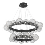 Gaia Tier Radial Ring Chandelier - Matte Black / Clear